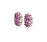 Bling Jewelry Set of Two Light Pink Magenta Gradient Crystal Spacer Bead Core .925 Sterling Silver Fits European Charm Bracelet For Women For Teen