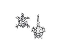 Bling Jewelry Set of Two Oval & Round Nautical Sea Tropical Beach Vacation Reptile Tortoise Turtle Bead Charm For Women Teen Oxidized .925 Sterling Silver Fits European Bracelet