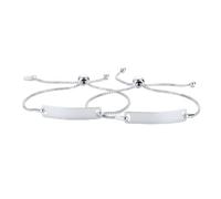 Bling Jewelry Set of Two Personalized Thin Dainty Identification Mother Daughter Set ID Bracelet Bolo Name Plated For Wrist 7 Inch For Women .925 Sterling Silver Adjustable Customizable
