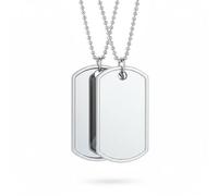 Bling Jewelry Set of Two Personalized Traditional Mens X-Large Army Military Dog Tag Pendant Necklace For Men Teens .925 Sterling Silver Long Bead Ball Chain 20 Inch Customizable