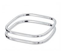 Bling Jewelry Set of Two Plain Stackable Smooth Polished Solid Square Bangle Bracelet For Women .925 Sterling Silver