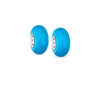 Bling Jewelry Set of Two Simple Murano Glass Solid Aqua Blue Spacer Bead Charm For Women For Teen Fits European Bracelet .925 Sterling Silver