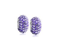 Bling Jewelry Set of Two Solid Lilac Purple Crystal Spacer Bead Core .925 Sterling Silver Fits European Charm Bracelet For Women For Teen