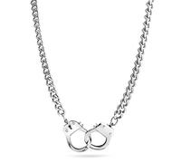 Bling Jewelry Silver Tone Handcuff Statement Necklace Working Lock Partners in Crime Stainless Steel Pendant for Women for Men 22 Inch