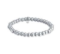 Bling Jewelry Simple Basic Round .925 Sterling Silver Bead Ball Strand Stretch Bracelet For Women 6MM