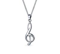 Bling Jewelry Simple Classic Singer Musician Teacher Student Treble Clef Music Note Pendant Necklace For Teen For Women.925 Sterling Silver With Chain