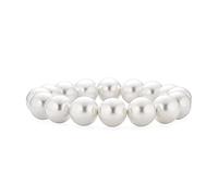 Bling Jewelry Simple Fashion Stackable Bead Round Simulated White Pearl Single Strand Stretch Bracelet For Women Teen Large 12MM