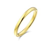 Bling Jewelry Simple Minimalist Thin Stackable Dome Couples Titanium Wedding Band Polished Gold Plated Ring For Men For Women 2MM