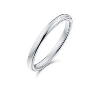 Bling Jewelry Simple Minimalist Thin Stackable Dome Couples Titanium Wedding Band Ring For Men For Women Polished Silver Tone 2MM