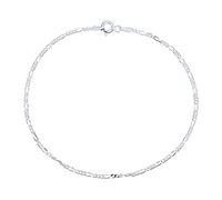 Bling Jewelry Simple Plain Figaro Link Chain Anklet Charm Ankle Bracelet For Women .925 Sterling Silver Made In Italy 10 Inch