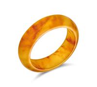 Bling Jewelry Simple Solid Dome Gemstone Eternity Stackable Dyed Dark Golden Yellow Jade Band Ring For Women For Teen August Birthstone