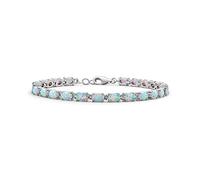 Bling Jewelry Simple Strand Created White Opal Tennis Bracelet For Women .925 Sterling Silver October Birthstone 7-7.5 Inch