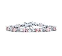 Bling Jewelry Simulated Pale Pink Tourmaline Cubic Zirconia AAA Oval CZ Symbol Infinity Milgrain Tennis Bracelet For Women Silver Plated