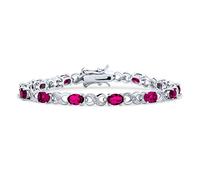 Bling Jewelry Simulated Rose Pink Tourmaline Cubic Zirconia AAA Oval CZ Symbol Infinity Milgrain Tennis Bracelet For Women Silver Plated