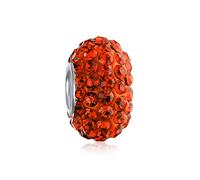 Bling Jewelry Solid Bright Orange Spacer Bead Core .925 Sterling Silver Fits European Charm Bracelet For Women For Teen
