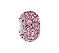 Bling Jewelry Solid Lilac Pink Crystal Spacer Bead Core .925 Sterling Silver Fits European Charm Bracelet For Women For Teen