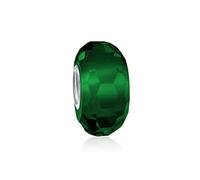 Bling Jewelry Solid Translucent Green Faceted Murano Glass .925 Sterling Silver Core Spacer Bead Fits European Charm Bracelet For Women Teen