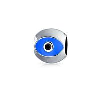 Bling Jewelry Spiritual Lucky Blue Silver Evil Eye Spacer Bead Charm .925 Sterling Silver Core Fits European Charm Bracelet For Women For Teen