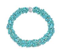 Bling Jewelry Stabilized Turquoise Gemstone Chunky Cluster Bib Chips Statement Multi Strand Statement Necklaces Silver Plated Clasp