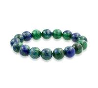 Bling Jewelry Stackable Semi Precious Gemstone Strand Green Blue Azurite Round Ball Bead 12MM Stretch Bracelet For Women Men Unisex