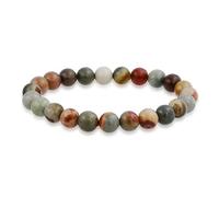 Bling Jewelry Stackable Semi Precious Gemstone Strand Multi Earth Jasper Round Bead 8MM Stretch Bracelet For Women Men Teen Unisex
