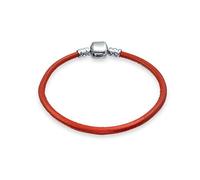 Bling Jewelry Starter Red Genuine Leather Bracelet For Women For Teen Fits European Beads Charm .925 Sterling Silver 7 Inch