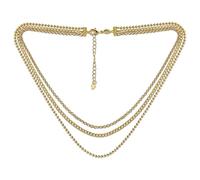 Bling Jewelry Statement Sparkling Bead Curb Layer 3 Strand Multi Strand Chain Choker Necklace For Women Yellow Gold Plated 15 18 20 30 Inch
