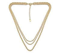 Bling Jewelry Statement Sparkling Diamond Cut Rope Layer 3 Strand Multi Strand Chain Choker Necklace For Women Yellow Gold Plated 15 18 20 30 Inch