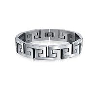 Bling Jewelry Stylish Masculine Geometric Infinity Key Link Bracelet Teens Men Silver Tone Stainless Steel 8.5 Inch Length and 12MM Width