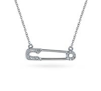 Bling Jewelry Support Symbol For displaced people Pave CZ Accent Sideways Safety Pin Necklace Pendant For Women Teen .925 Sterling Silver
