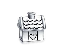 Bling Jewelry Sweet Heart New Homeowner Family House Charm Bead For Women Teen Oxidized .925 Sterling Silver Fits European Bracelet