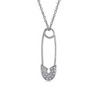 Bling Jewelry Symbol Of Support For displaced people CZ Pave Cubic Zirconia Safety Pin Pendant Necklace For Teen For Women .925 Sterling Silver