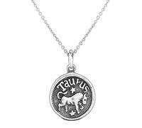 Bling Jewelry Taurus Zodiac Sign Astrology Horoscope Round Medallion Pendant For Men Women Necklace Antiqued Sterling Silver