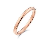 Bling Jewelry Thin Minimalist Dome Couples Titanium Wedding Band Polished Rose Gold Plated Ring For Men For Women Comfort Fit 2MM