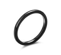 Bling Jewelry Thin Stackable Minimalist Simple Dome Black Couples Titanium Wedding Band Ring For Men For Women Comfort Fit 2MM