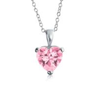 Bling Jewelry Timeless Elegance: Pink Heart-Shaped Bridal Solitaire Pendant Necklace - .925 Sterling Silver, AAA CZ Cubic Zirconia, for Women Teen