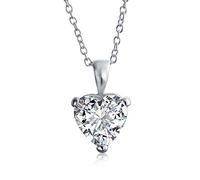 Bling Jewelry Timeless Elegance: Red Pink Clear Heart-Shaped Bridal Solitaire Pendant Necklace - .925 Sterling Silver, AAA CZ Cubic Zirconia, for Women Teen