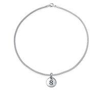Bling Jewelry Tiny Minimalist ABC Round Disc Block Letter Alphabet S Initial Anklet For Teen For Women .925 Sterling Silver 9 Inch