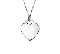 Bling Jewelry Tiny Minimalist Blank Plain Flat Heart Shape Initial Pendant Necklace For Teen For Women .925 Sterling Silver