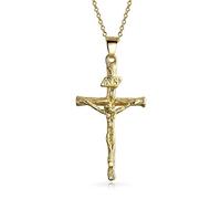 Bling Jewelry Traditional Christian Religious Jesus Inri Crucifix Cross Pendant Necklace For Women Men Gold Plated