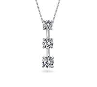 Bling Jewelry Traditional Solitaire Round Cubic Zirconia AAA CZ Past Present Future Pendant Necklace For Women Wife .925 Sterling Silver