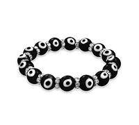 Bling Jewelry Turkish Black White Evil Eye Glass Bead Stretch Bracelet For Women Teens Rondelle Crystal Spacers For Protection And Good Luck