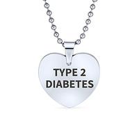 Bling Jewelry Type 2 Diabetes Medical Id Dog Heart Shape Tag Pendant Necklace For Women Stainless Steel Custom Engraved