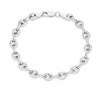 Bling Jewelry Unisex .925 Sterling Silver Nautical Anchor Link Puff Mariner Chain Bracelet For Women Men 6MM Wide 8 Inch