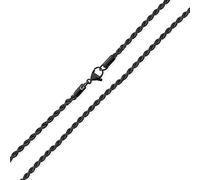 Bling Jewelry Unisex Classic Strong Simple Twist Cable Rope Chain Necklace Black IP Stainless Steel Men Women Teens 24 Inch 3mm 040 Gauge