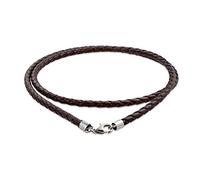 Bling Jewelry Unisex Genuine Brown Black Leather Braided Rope Weave Necklace Pendant Cord For Women Teens Men .925 Sterling Silver 14 16 18 20 24 Inch Length