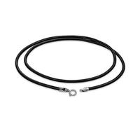 Bling Jewelry Unisex Genuine Smooth Black Leather Cord Necklace For Men Women Teen .925 Sterling Silver Clasp 18 Inch