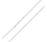 Bling Jewelry Unisex Solid Strong Medium Size .925 Sterling Silver Flat 4mm Figaro Link Chain Necklace For Men Women 18 Inch