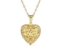 Bling Jewelry Vintage Style Filigree Star Heart Shape Aromatherapy Essential Oil Perfume Diffuser Locket Necklace For Women Teen 18K Gold Plated