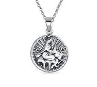 Bling Jewelry Virgo Zodiac Sign Astrology Horoscope Round Medallion Pendant For Men Women Necklace Antiqued Sterling Silver